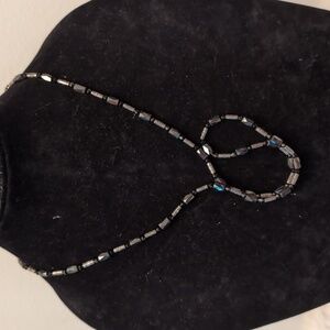Hematite & Silver Toned Textured Beads Magnetic Necklace can be worn as Bracelet
